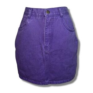 Vintage Purple Denim High Waist Yoked Mini Skirt